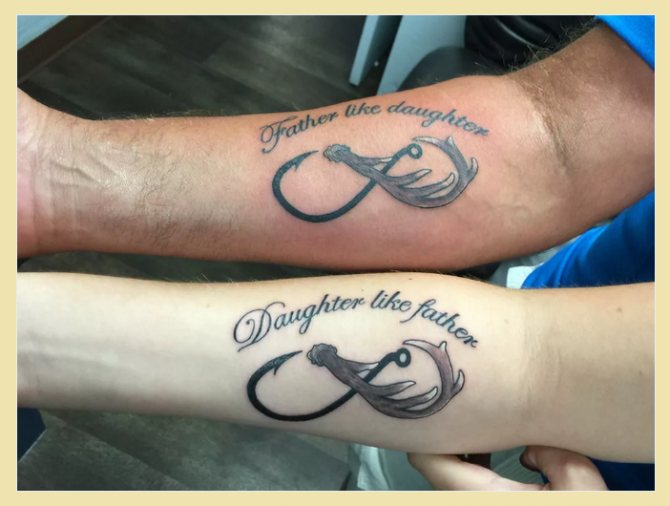 Duo rodinné tetovanie pre otca a dcéru: Dcéra miluje otca, otec miluje dcéru