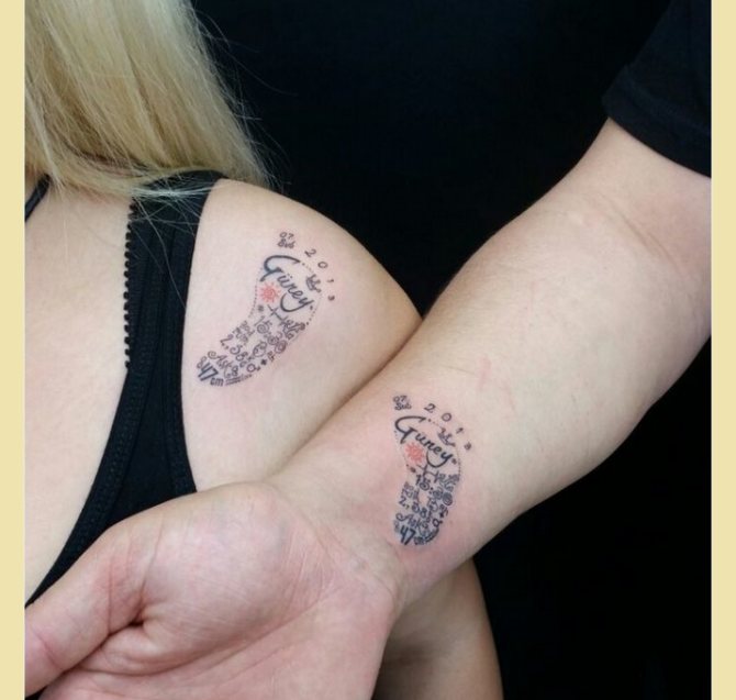 Parné rodinné tetovanie pre mladého otca a mamu, keď sa narodí dieťa