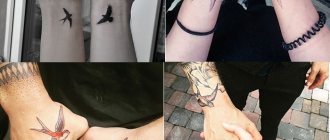 Gepaarde tatoeages met een zwaluw