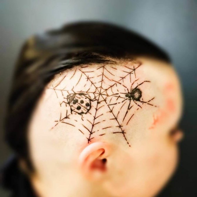Αράχνη στο κεφάλι του