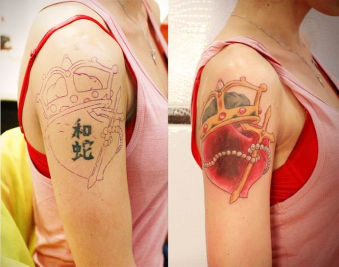 päällekkäin huono tatuointi