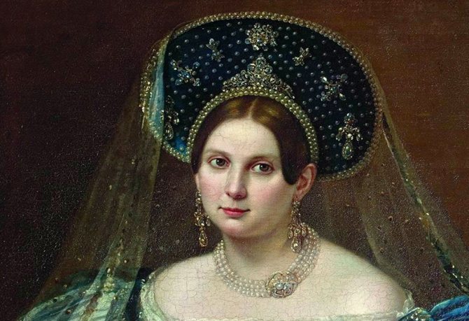 Portret van een vrouw met een hoofdtooi
