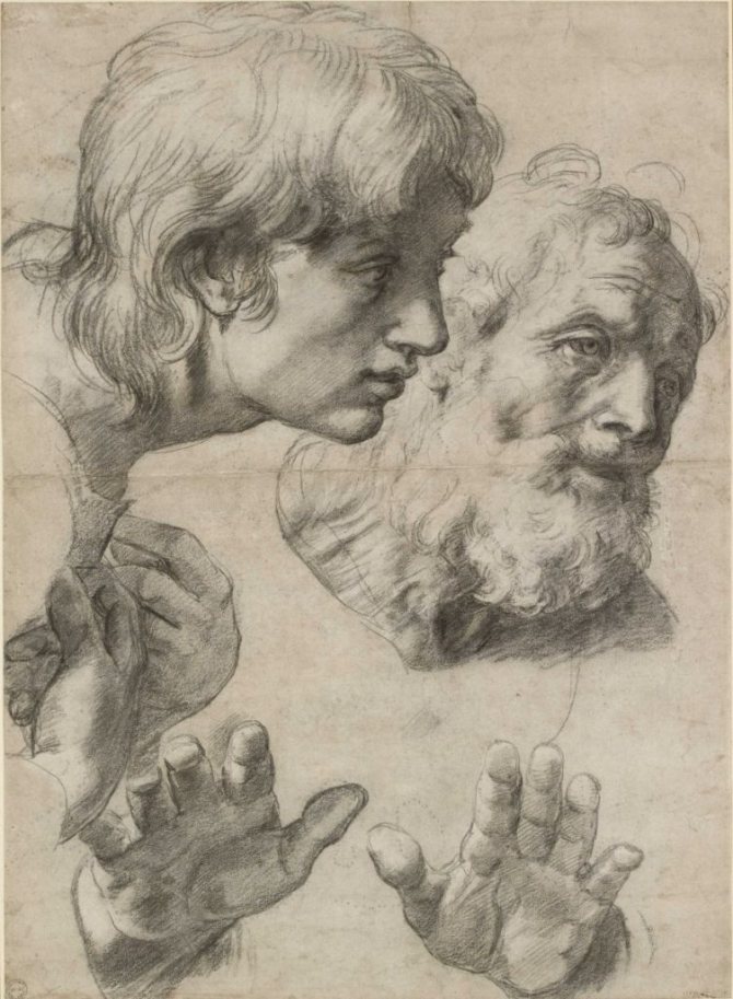 Raphael Santi. Σκίτσο για έναν πίνακα ζωγραφικής 