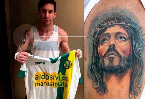 Messi Jezus religieuze tatoeage