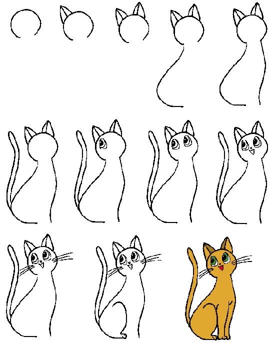Ritning av en tecknad katt