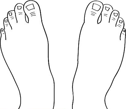 Tegning af to fødder - ovenfra - trin 8