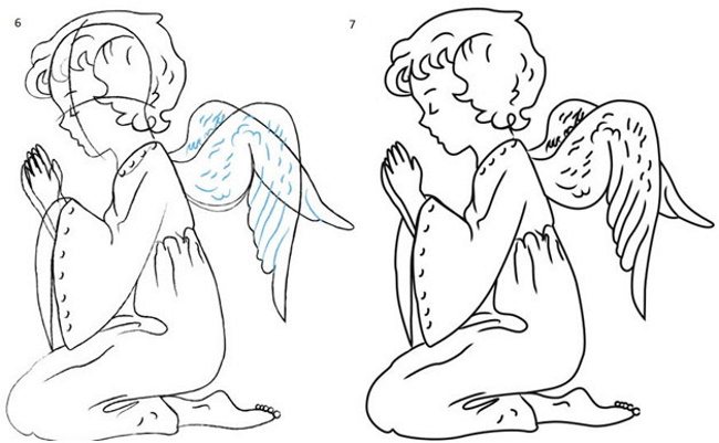Σχεδιάζοντας άγγελοι με φτερά όμορφο μολύβι
