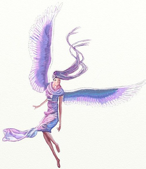 Kreslenie anjelov s krídlami krásnou ceruzkou