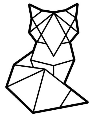 Bleistiftzeichnung eines Fuchses für Kinder in Bleistiftzeichnung Zeichnung Schritt für Schritt von einem Märchen, Fabel, geometrische Formen, Symbole