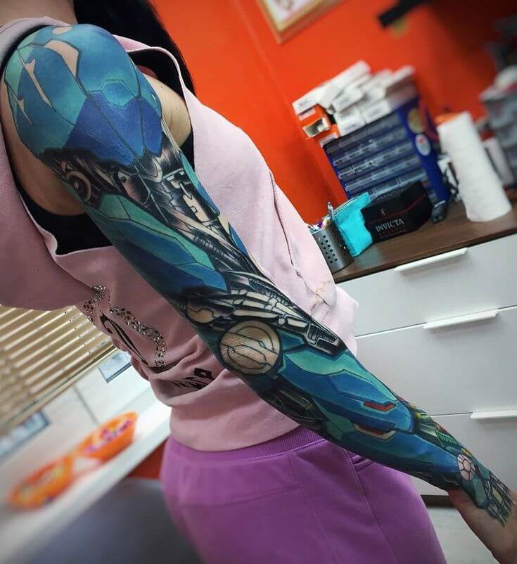 kyberpunkové tetovacie rukávy