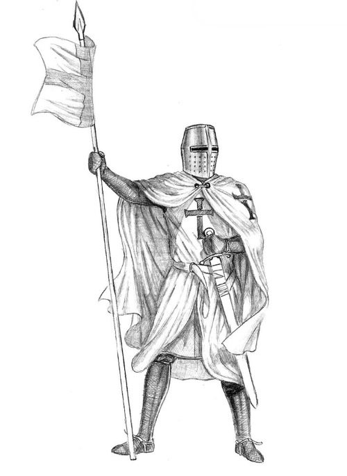 儿童穿盔甲的骑士铅笔画