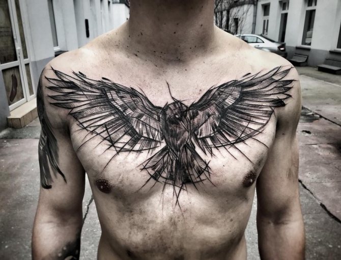Simbolismo da tatuagem com um corvo