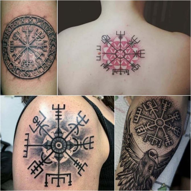 Tatuaggio scandinavo - tatuaggio con la bussola runica - Vegvisir Tattoo
