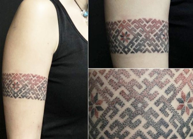 Slaavilaisia koristeita ja malleja tatuointeja varten. Stencils, malleja tytöille, miehille. Kuva