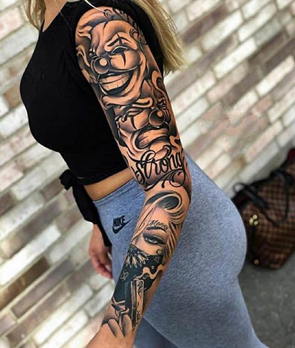 Tatuaje moderne pentru fete pe braț. Schițe, semnificație, fotografii