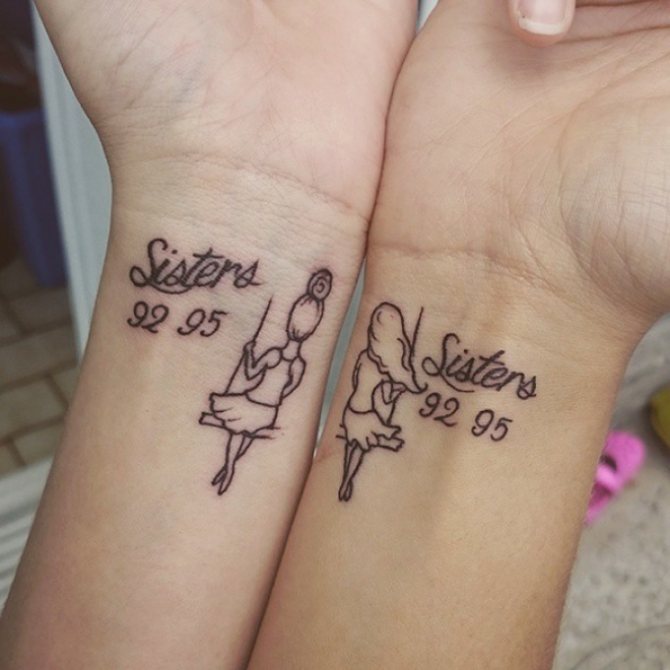 Tällaiset tatuoinnit muistuttavat aina sisaria toisistaan.