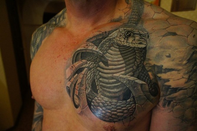 Tattoo een agressieve slang