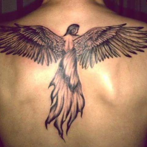 背上的守护天使纹身