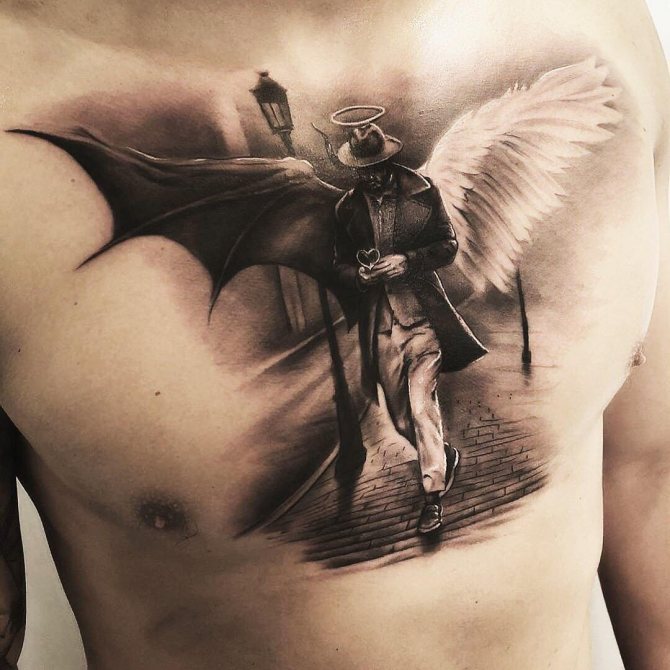 Tatoeage engel en demon