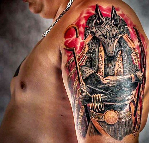 Egipto dievo Anubio tatuiruotė. Reikšmė, dizainas, foto tatuiruotės vyrams, moterims