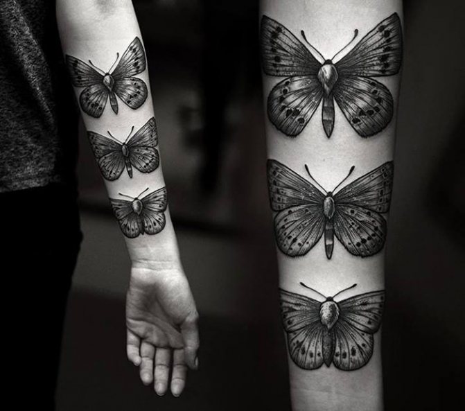татуировка на пеперуда върху предмишницата