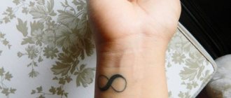 Tetoválás végtelen a csuklóján a lányoknak