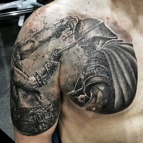 Luta de gladiadores de tatuagem