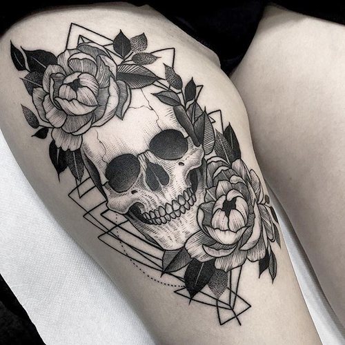 Tatuagem do crânio. O que significa para homens, raparigas, esboços na mão, braço, ombro, antebraço