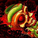 Tatuointi kallo ja käärme