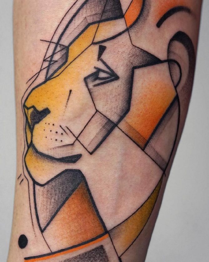 Цветна татуировка на лъв