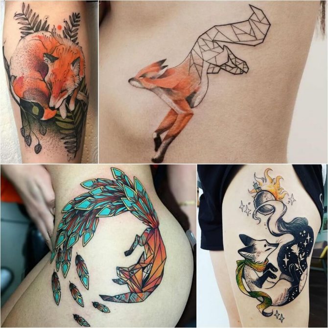 Tatuaż dla dziewczyn - Tatuaż z lisa dla dziewczyn - Kobiecy tatuaż z lisa