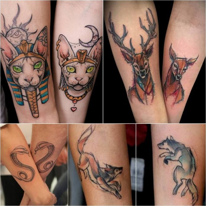 Tatuointi kahdelle - Yksi tyyli tatuointi - Eläintatuointi kahdelle
