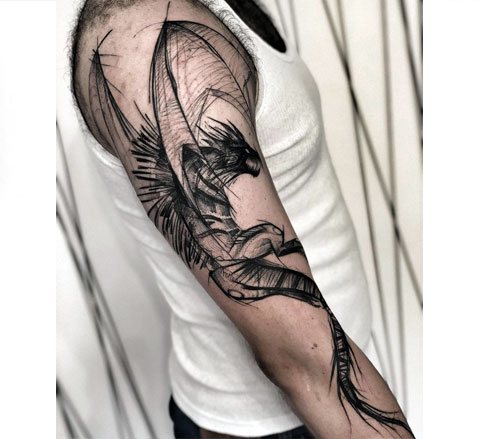 Tetovanie na rukáve draka pre mužov