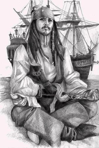 Tetovanie Jacka Sparrowa na ruke, chrbte a ramene. Fotografia, významy