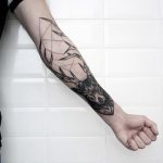 Underarm mandlige sort og hvid tatovering skitser