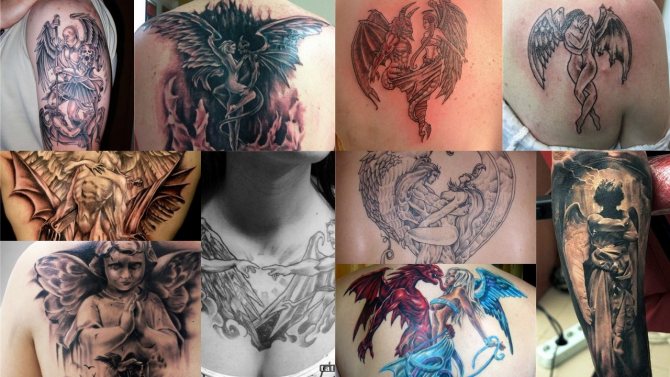 foto tatuaggio con angelo e demone