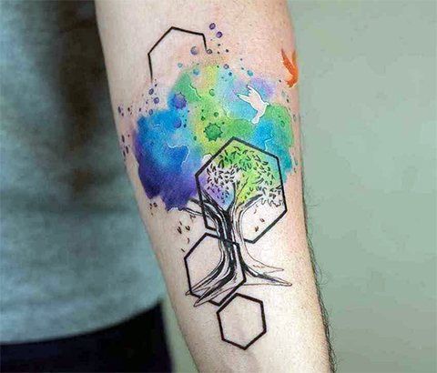 Tatuaj geometrie - acuarelă