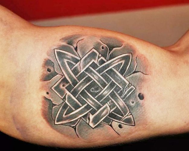 Tetoválás geometria a karon. Vázlatok lányok számára, színes, fekete-fehér