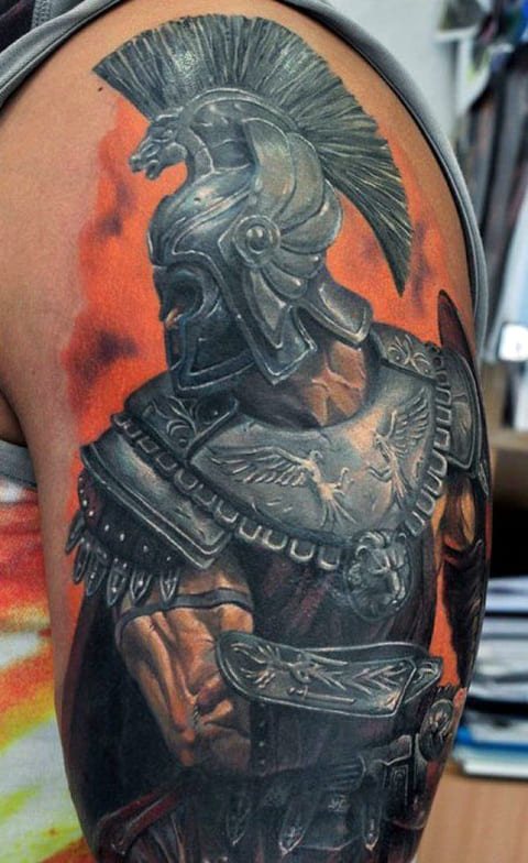 Tatoeage gladiator op een man
