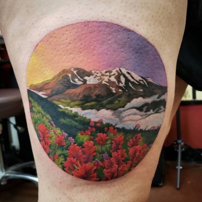 tatuaggio montagne e mare