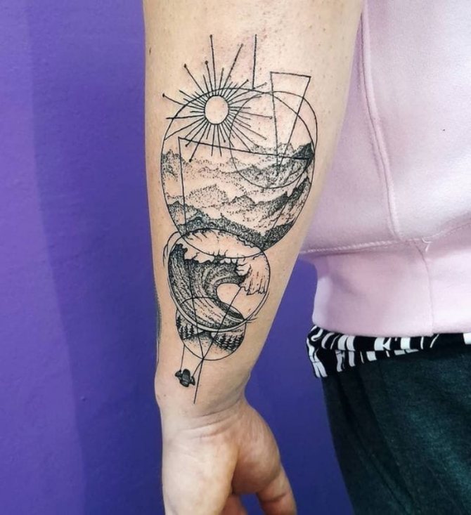 tatuaggio montagne minimalismo