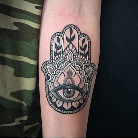 Tetovanie hamsa s okom na ruke