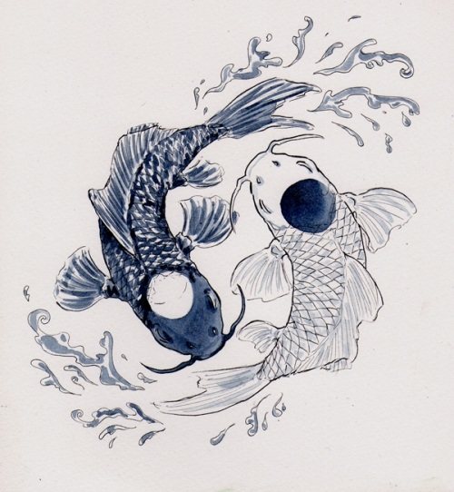 tatuaggio yin yang pesce