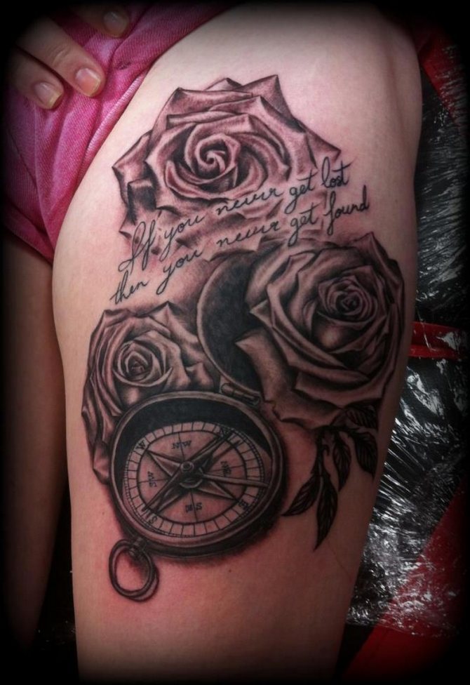 Tatuiruotės kompasas ir rožė: reikšmė, vyrų ir moterų eskizai