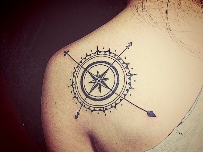 Tattoo kompas minimalist