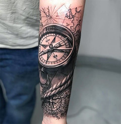 Tetovanie kompasu Wind Rose