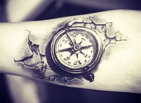 Tattoo kompas roos