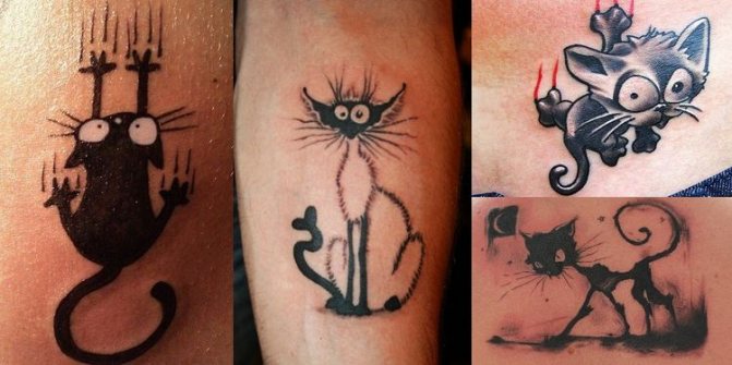 Tatuiruotė katė eskizas