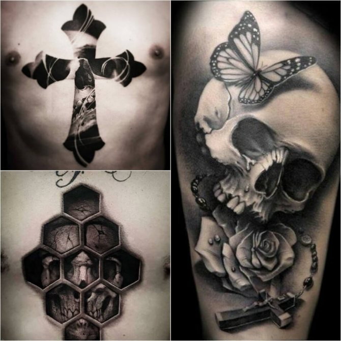 Tattoo kruis - Populaire kruis combinaties - Kruis en andere tekeningen - Tattoo kruis en schedel