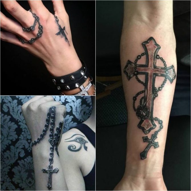 Kors tatovering - Populære kombinationer af kors - Kors og andre designs - Kors og penselstrøg tatovering